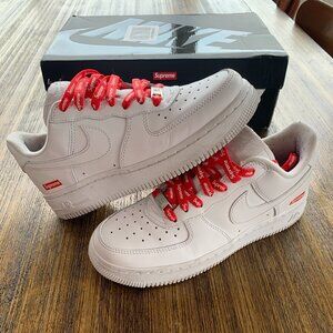 Nike Air Force 1 x Supreme Low Box Logo White/Red Sneakers US Men's 6.5/Women 8